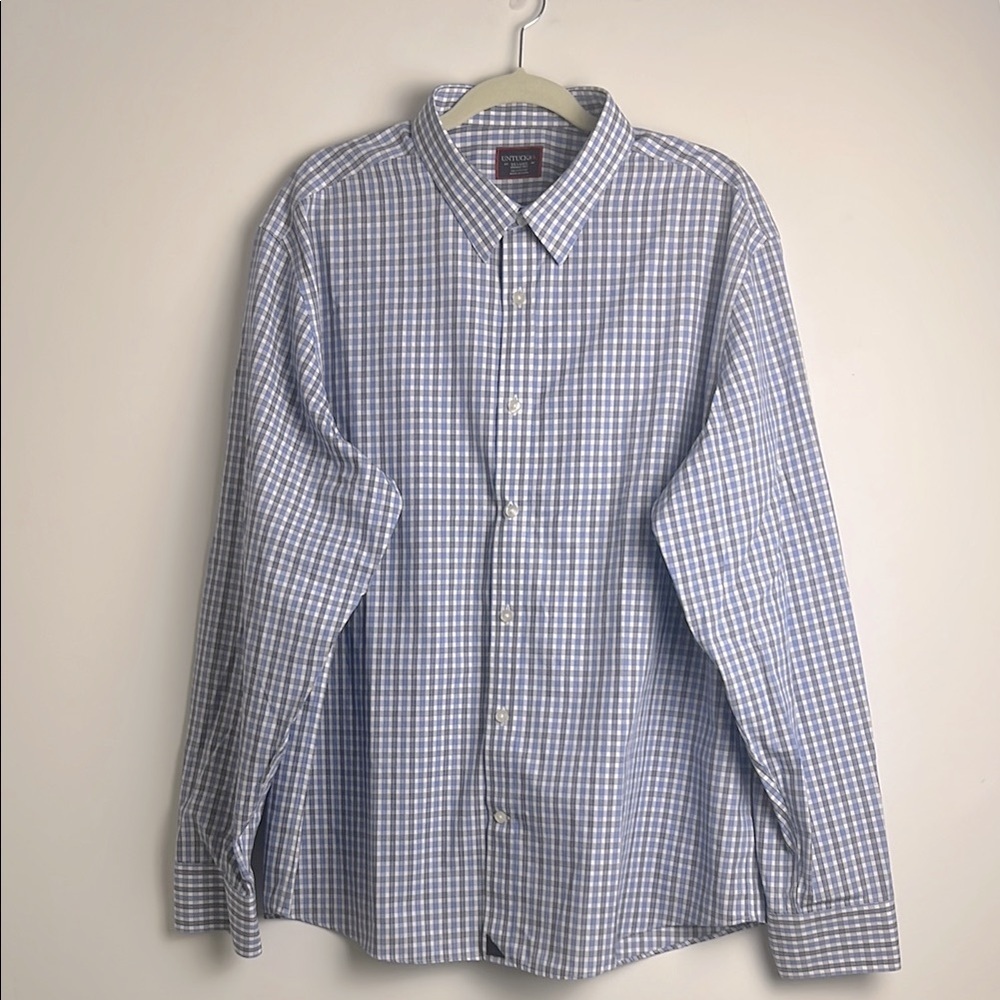 UNTUCKit Wrinkle Free Blue Plaid Button Down Dress Shirt 100%‎ Cotton Preppy XXL